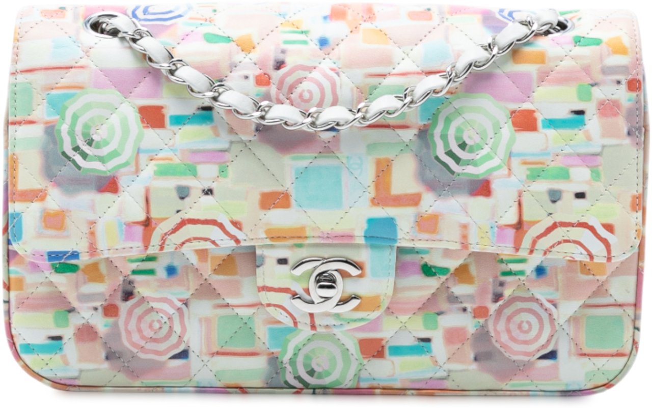 Chanel Medium Quilted Printed Leather Umbrella Double Flap Wit