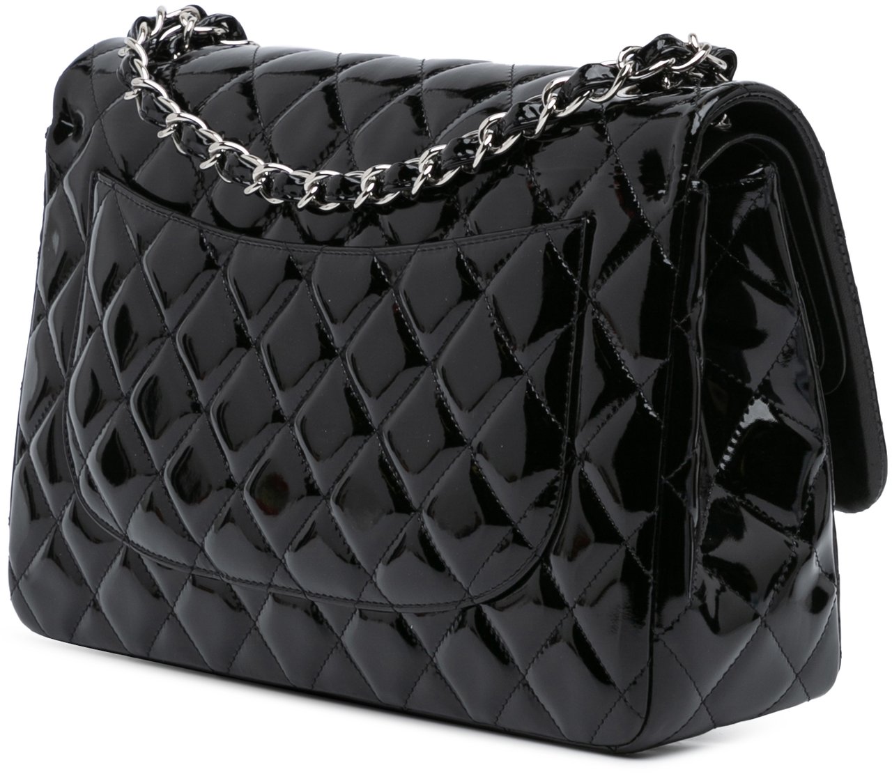 Chanel Jumbo Classic Patent Double Flap Zwart