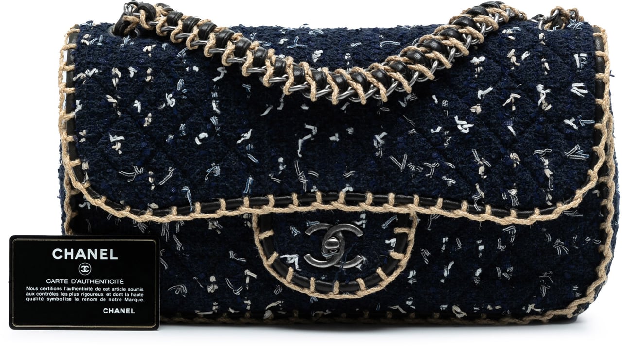 Chanel Quilted Tweed St Tropez Flap Blauw