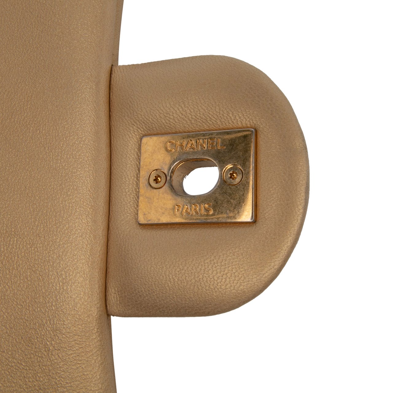 Chanel Mini Quilted Chevron Lambskin Camera Case Flap Goud