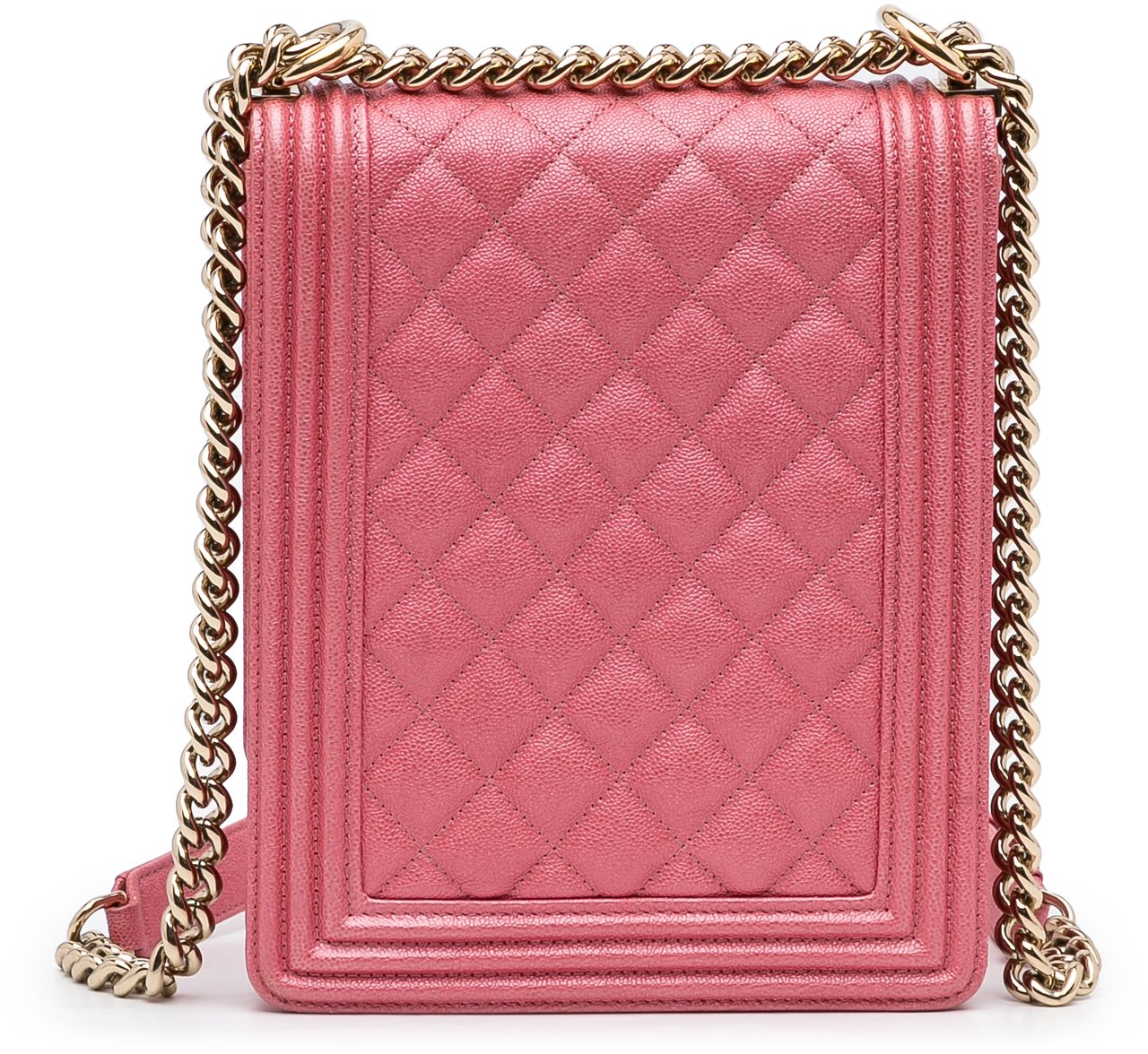 Chanel Quilted Caviar North South Boy Flap Roze