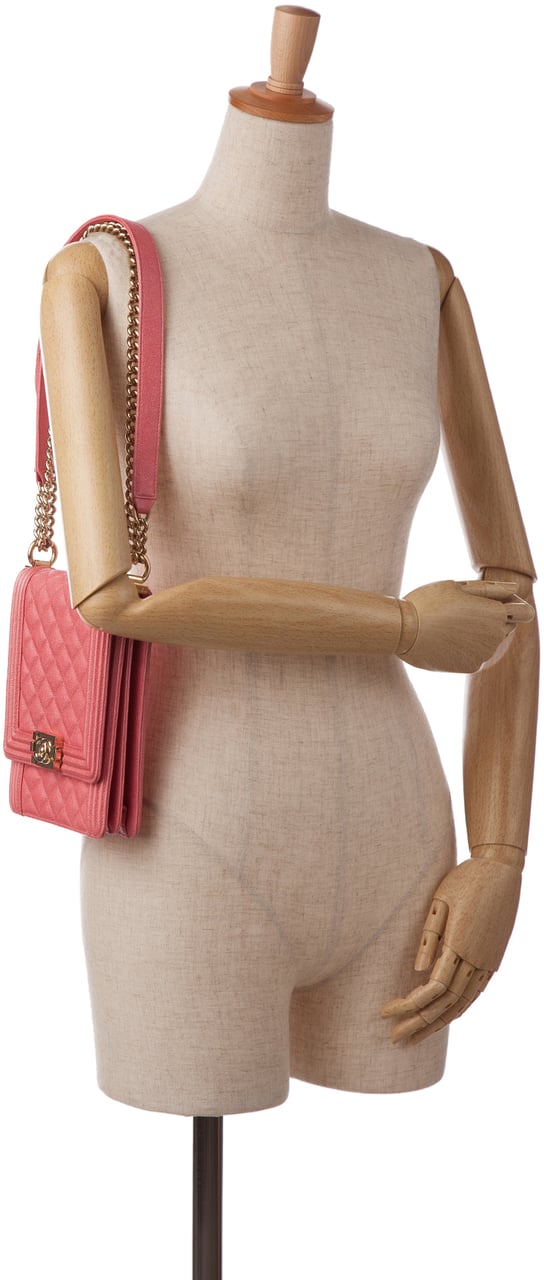 Chanel Quilted Caviar North South Boy Flap Roze