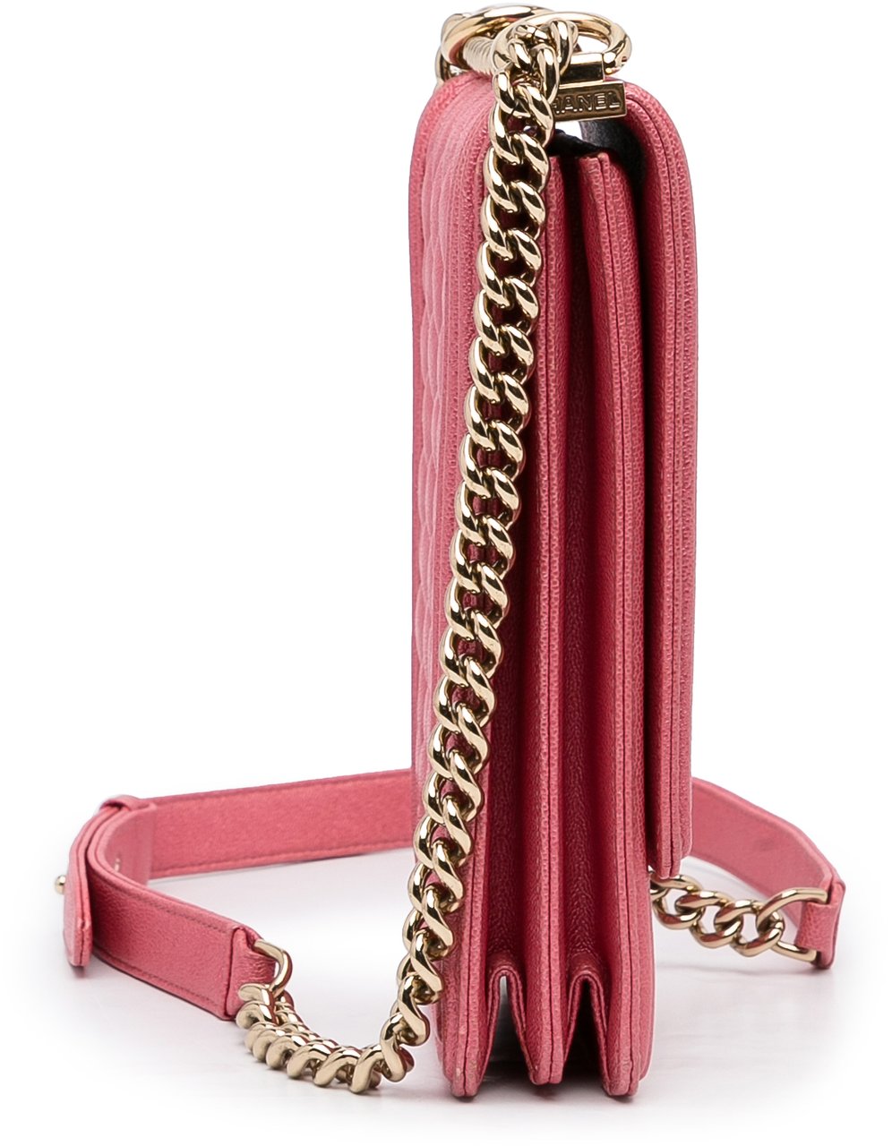 Chanel Quilted Caviar North South Boy Flap Roze