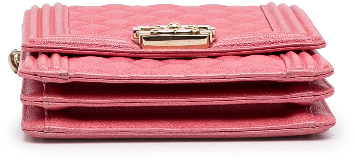 Chanel Quilted Caviar North South Boy Flap Roze