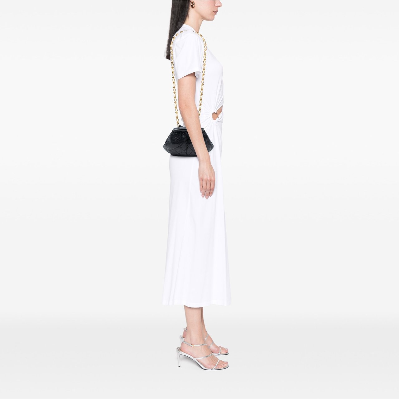 Chanel Quilted Lambskin Frame Bijoux Chain Kiss Lock Belt Bag Zwart