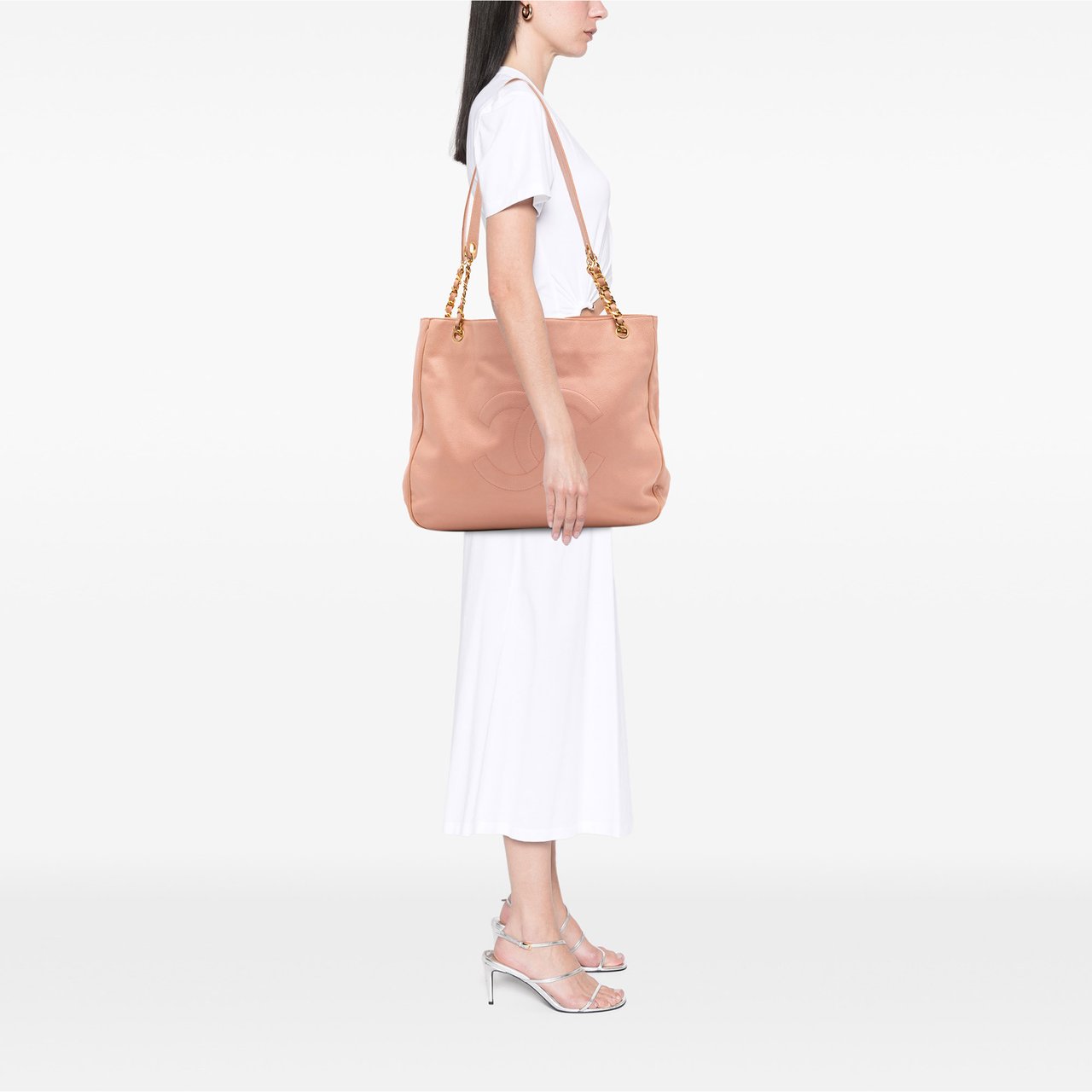 Chanel CC Caviar Chain Tote Roze