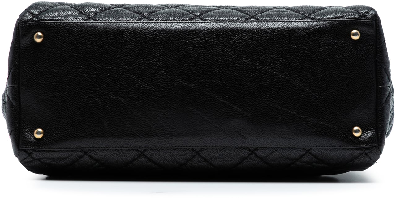 Chanel Large CC Quilted Glazed Caviar Coco Pleats Tote Zwart