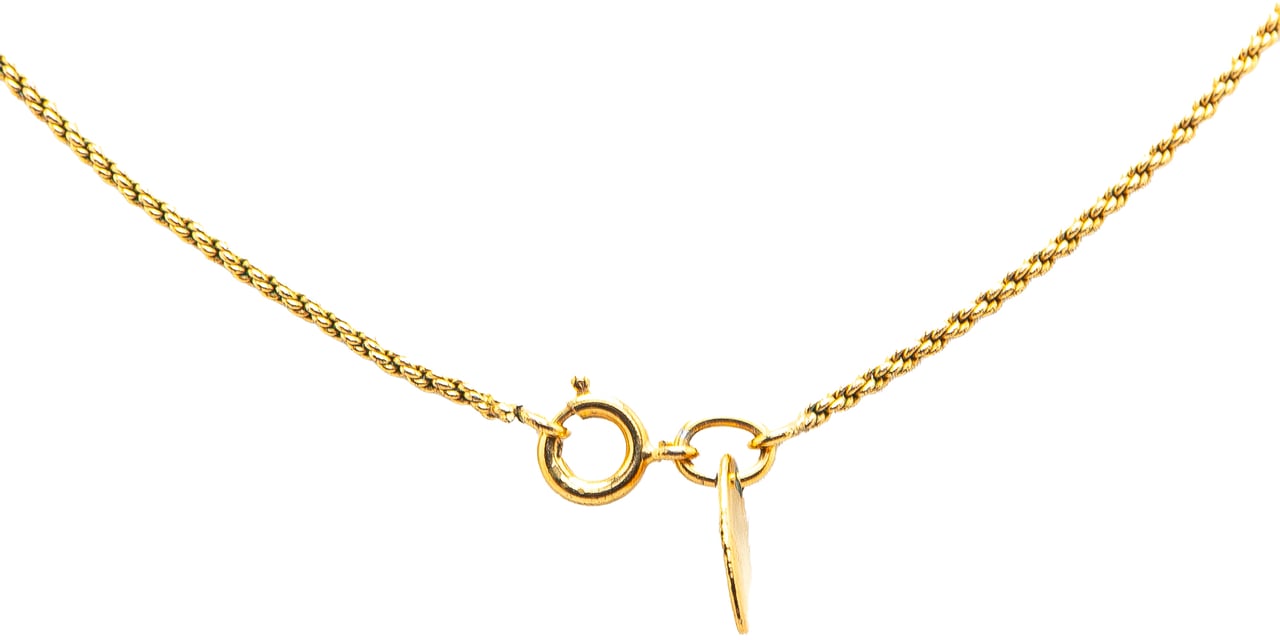 Chanel Gold Plated Rhinestone Pendant Necklace Goud