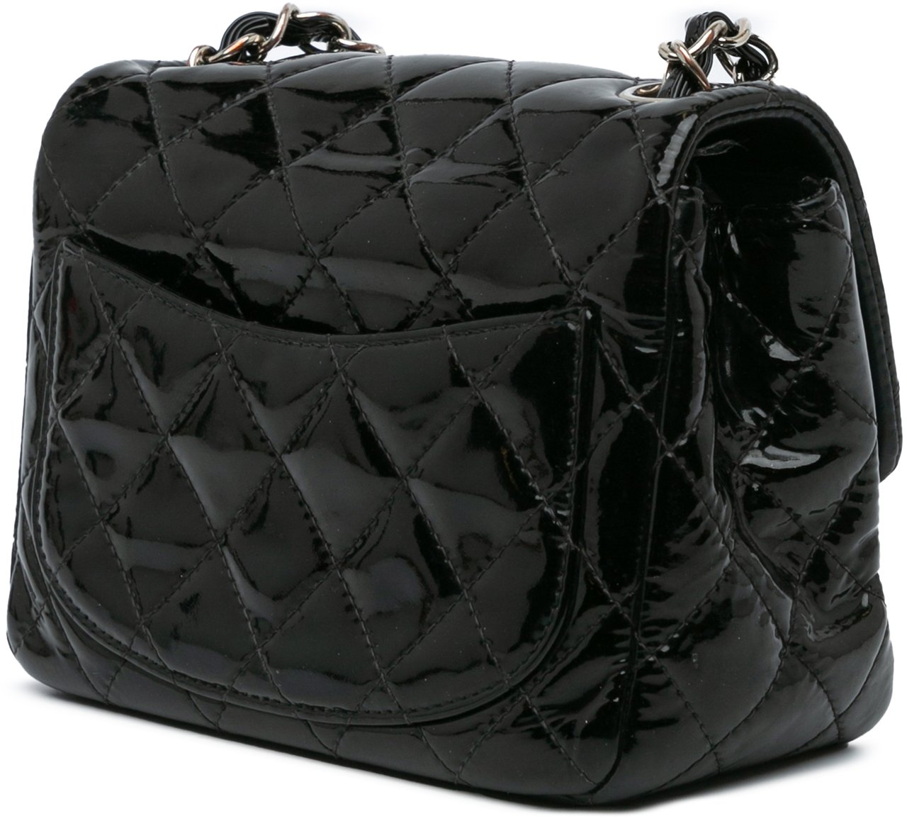 Chanel Mini Square Classic Patent Single Flap Zwart