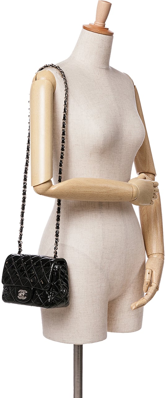 Chanel Mini Square Classic Patent Single Flap Zwart