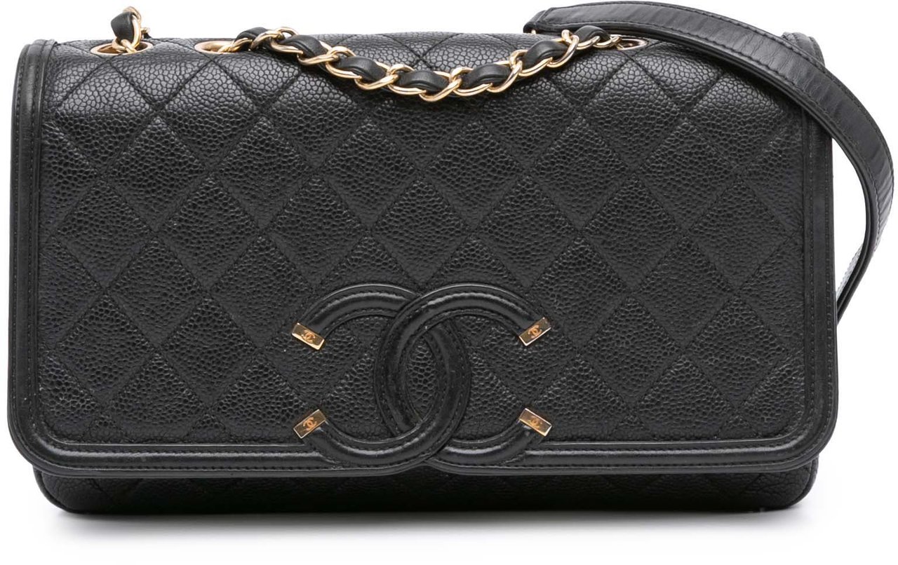 Chanel Medium Caviar CC Filigree Flap Zwart