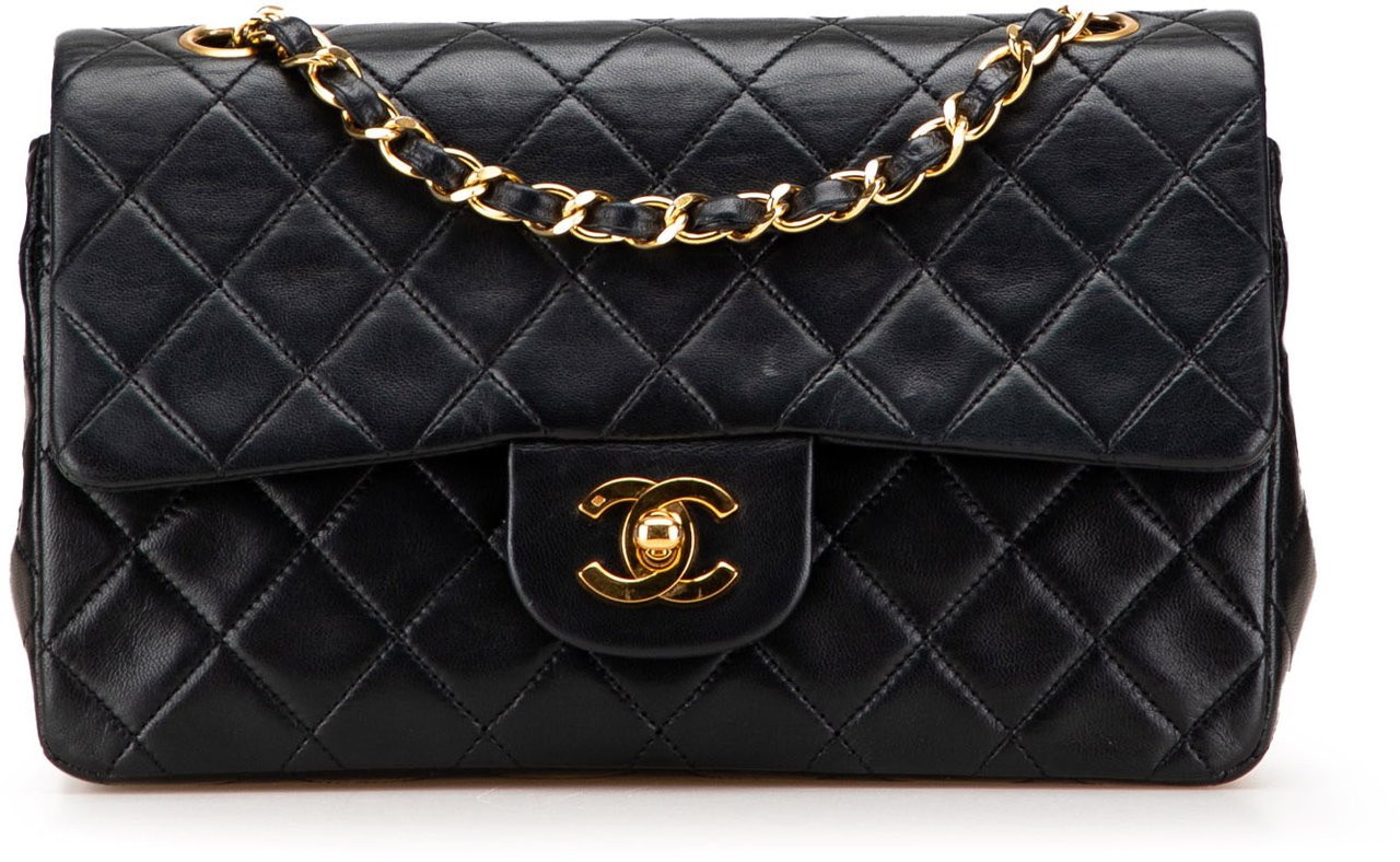 Chanel Small Classic Lambskin Double Flap Zwart