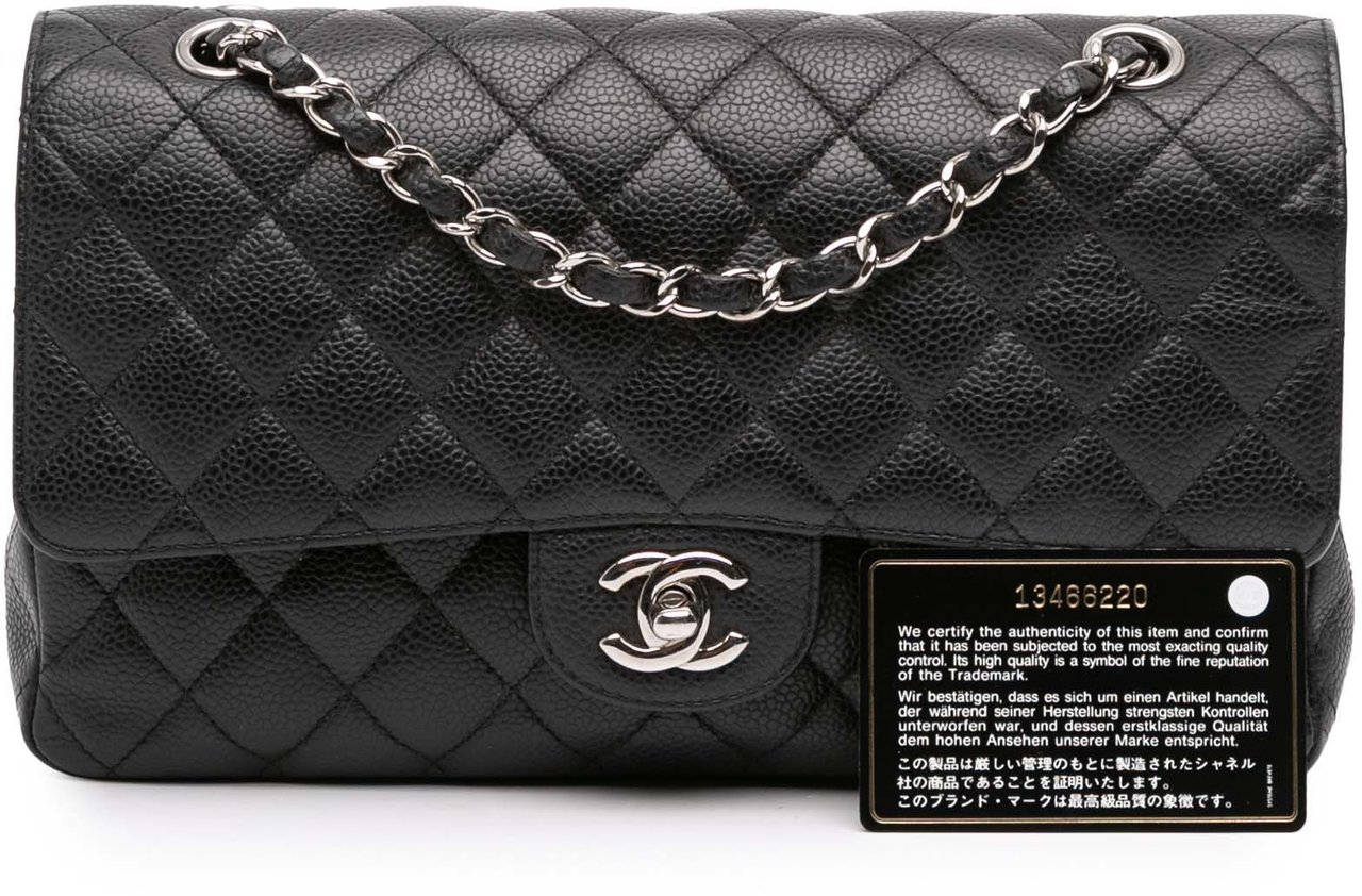Chanel Medium Classic Caviar Double Flap Zwart