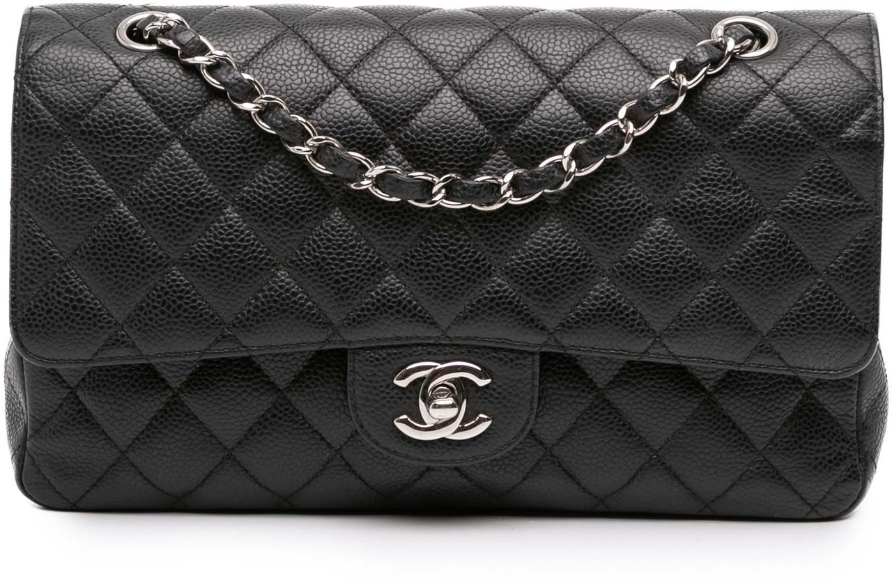 Chanel Medium Classic Caviar Double Flap Zwart