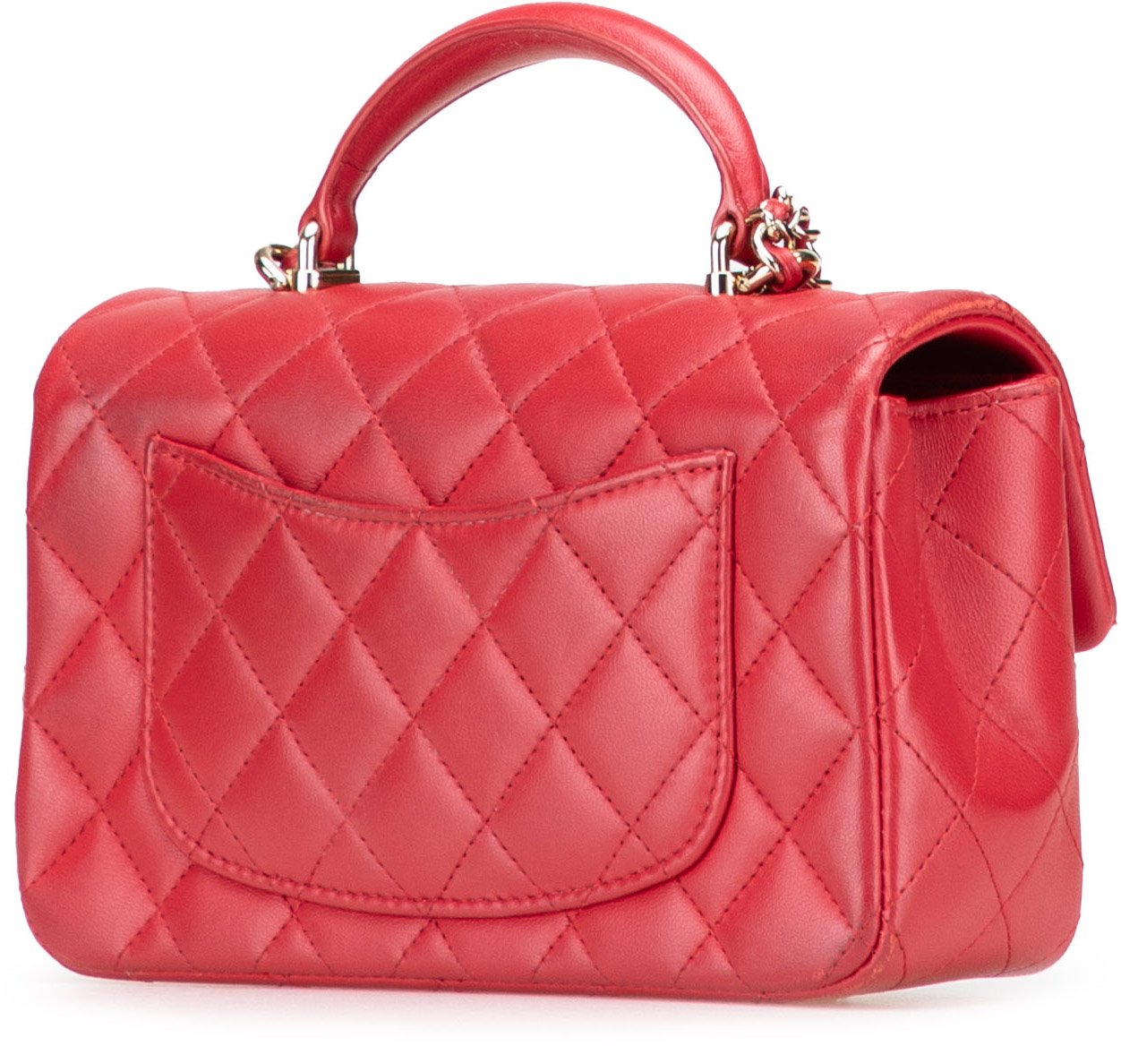 Chanel Mini Rectangular Lambskin Top Handle Single Flap Rood