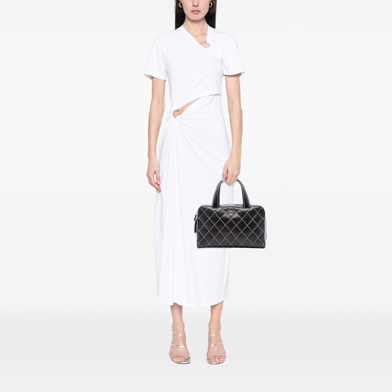 Chanel CC Lambskin Wild Stitch Handbag Zwart