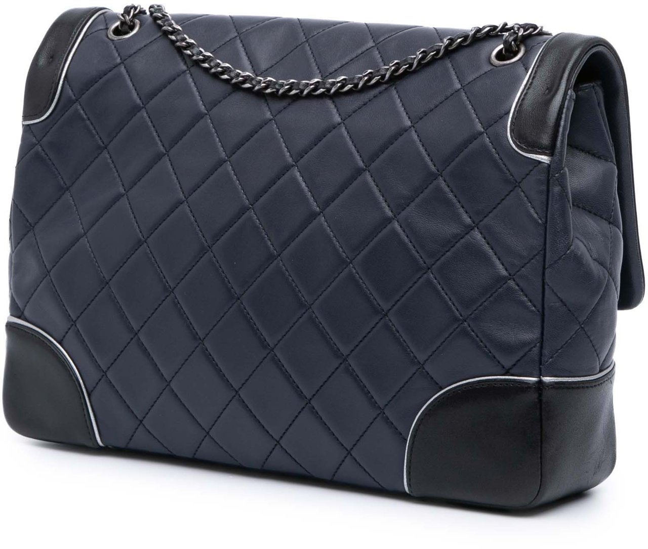 Chanel Paris-Salzburg Jumbo Bicolor Quilted Lambskin Tyrolean Flap Blauw