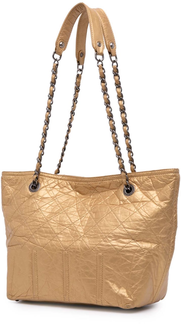 Chanel Distressed Calfskin Shopping In Moscow Tote Goud