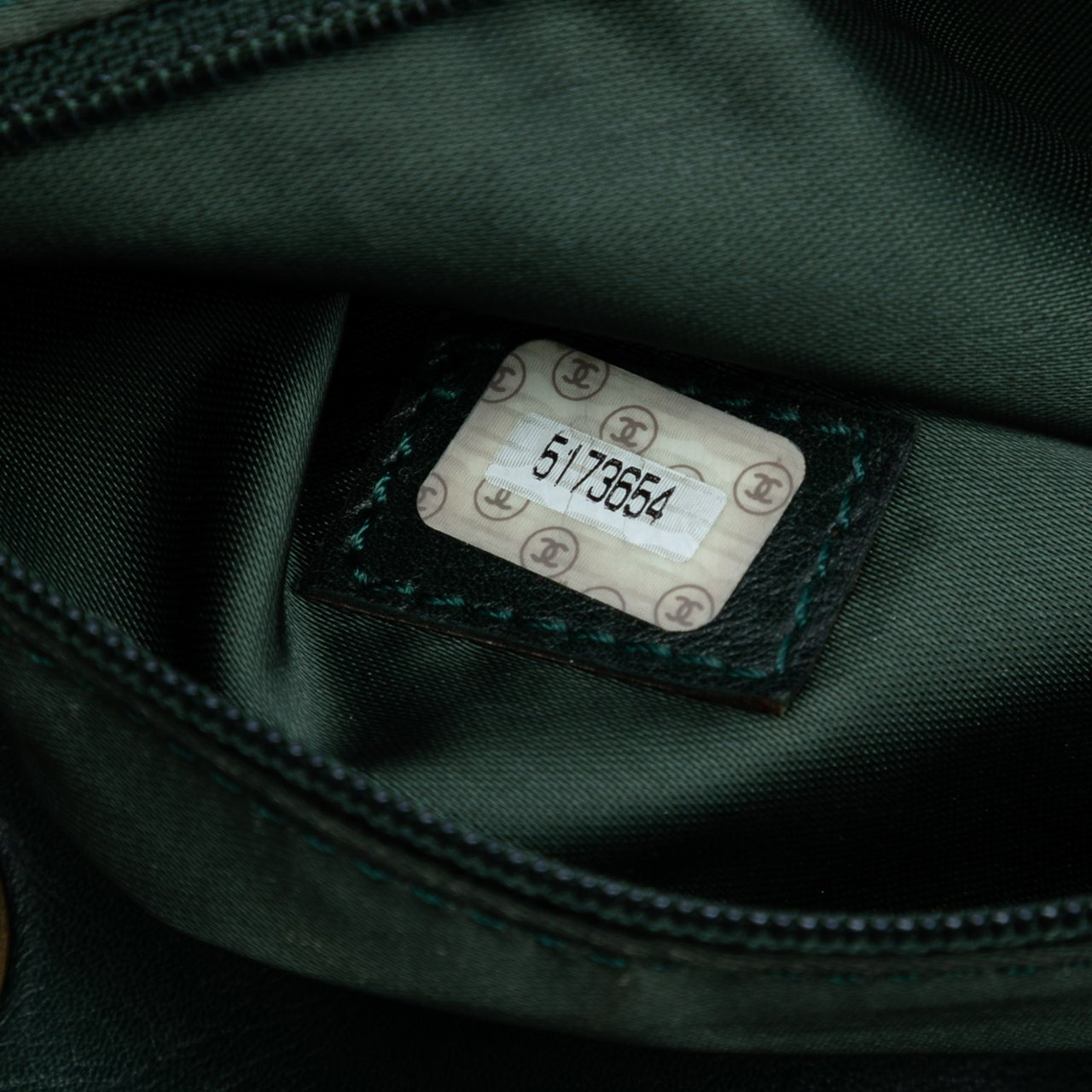 Chanel CC Lambskin Tortoise Ring Drawstring Tote Groen