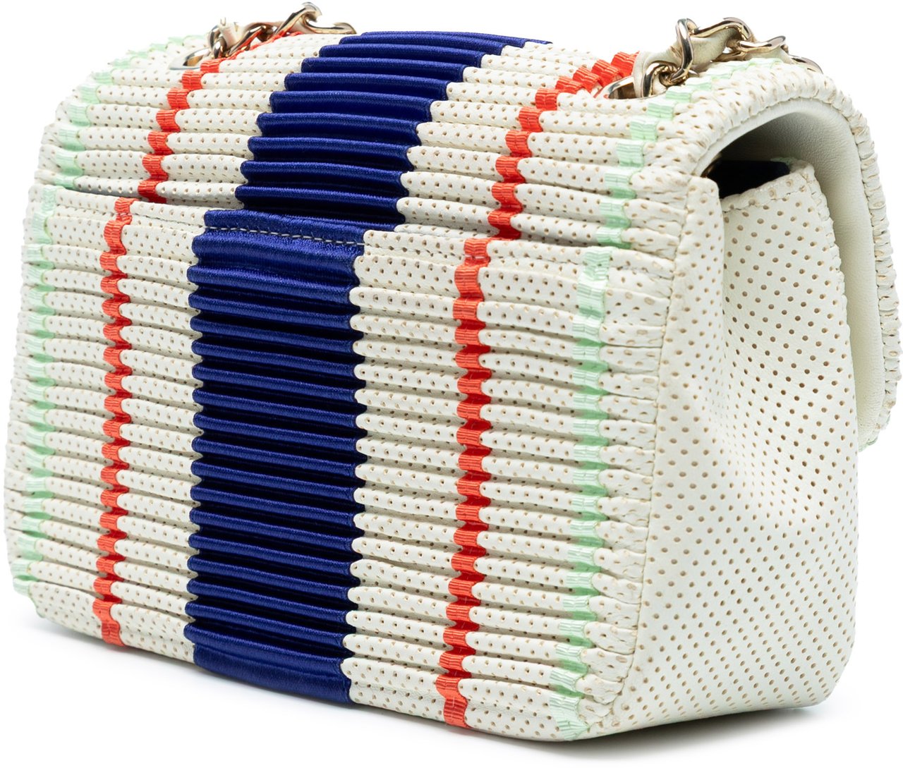 Chanel New Mini Pleated Perforated Lambskin Single Flap Wit