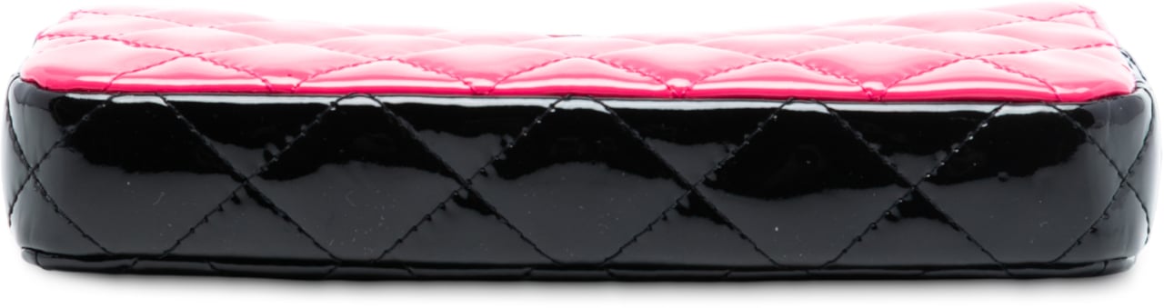 Chanel Bicolor Patent Double Zip Wallet on Chain Roze