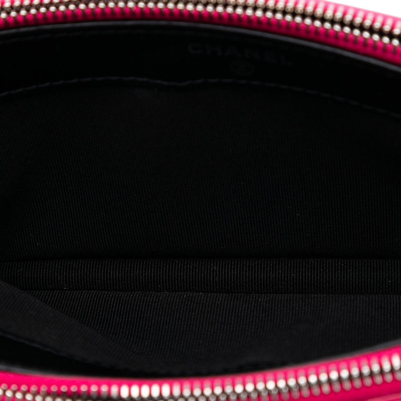 Chanel Bicolor Patent Double Zip Wallet on Chain Roze