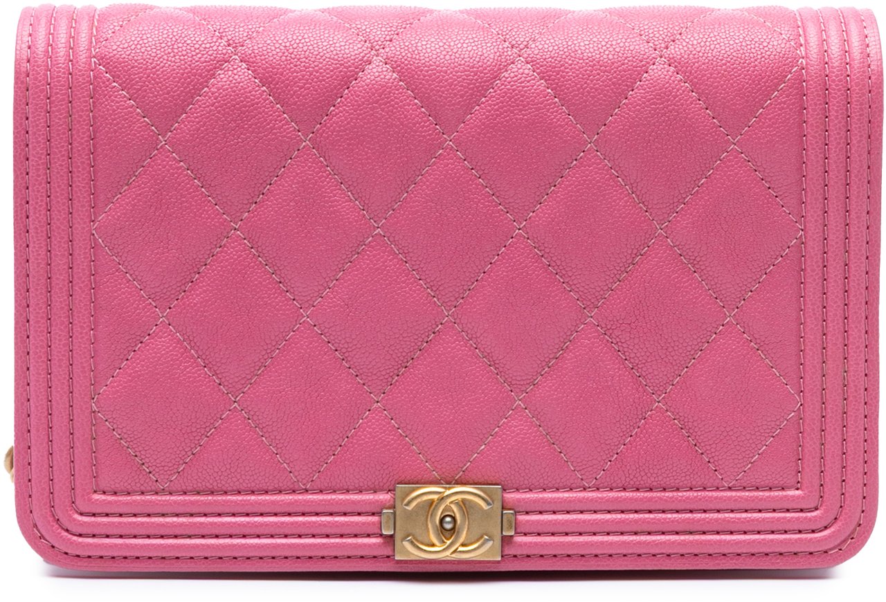 Chanel Small Quilted Caviar Boy Flap Roze