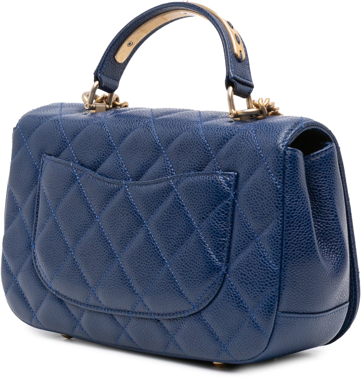 Chanel Small Quilted Caviar Carry Around Flap Blauw