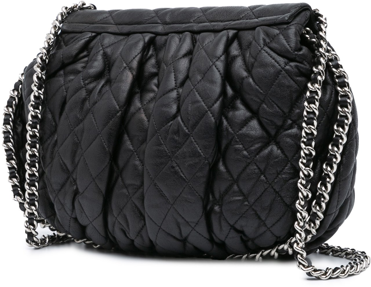 Chanel Large Lambskin Chain Around Flap Zwart