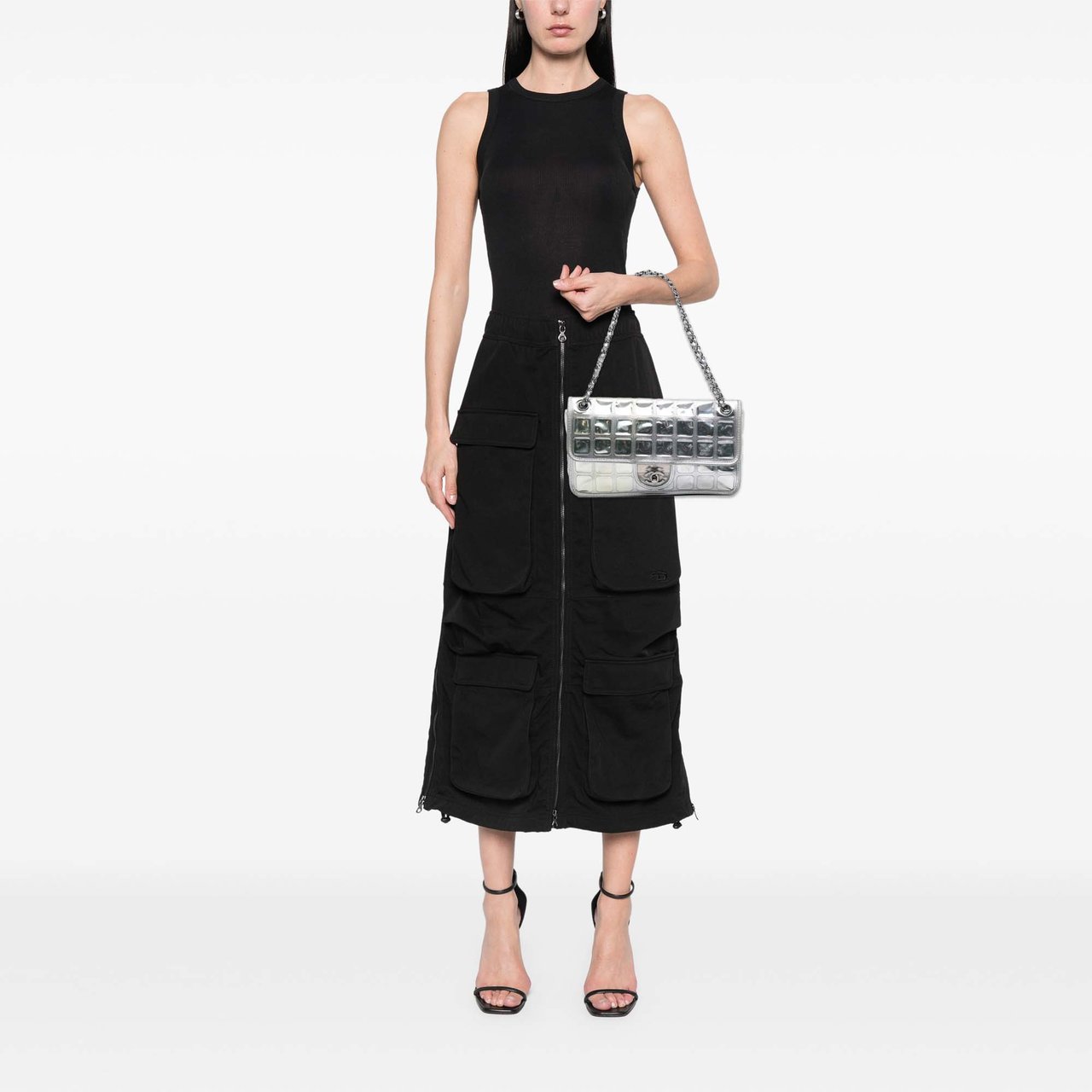 Chanel CC Vinyl Ice Cube Flap Zilver