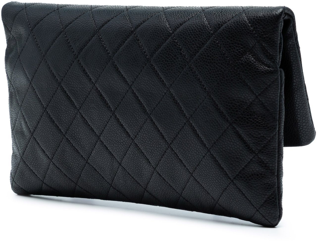 Chanel Quilted Caviar CC Beauty Foldover Clutch Zwart