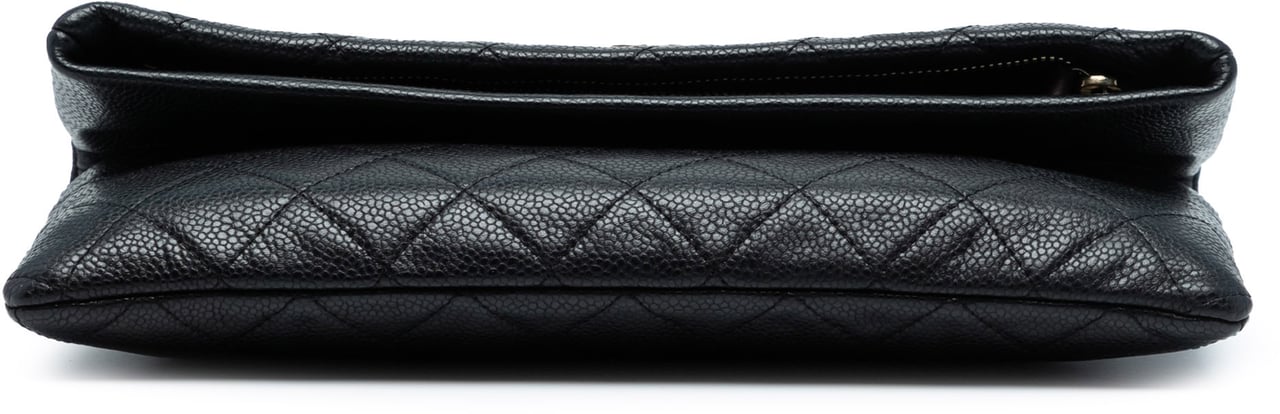 Chanel Quilted Caviar CC Beauty Foldover Clutch Zwart