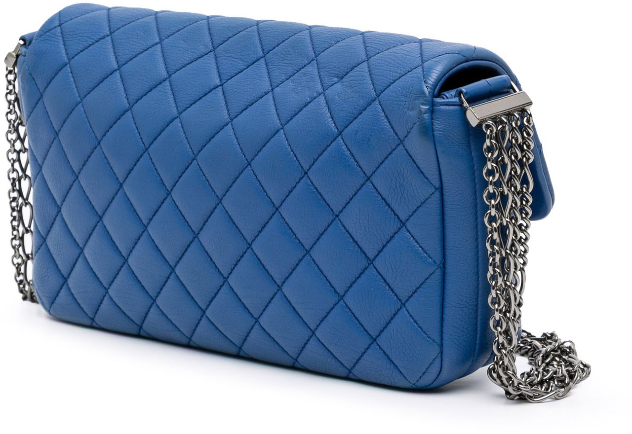 Chanel CC Quilted Calfskin Multi Chain Flap Blauw