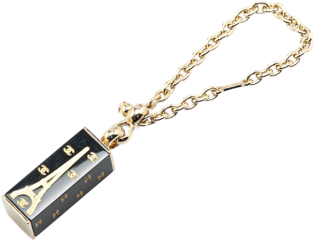 Chanel Enamel Eiffel Tower Bag Charm Zwart