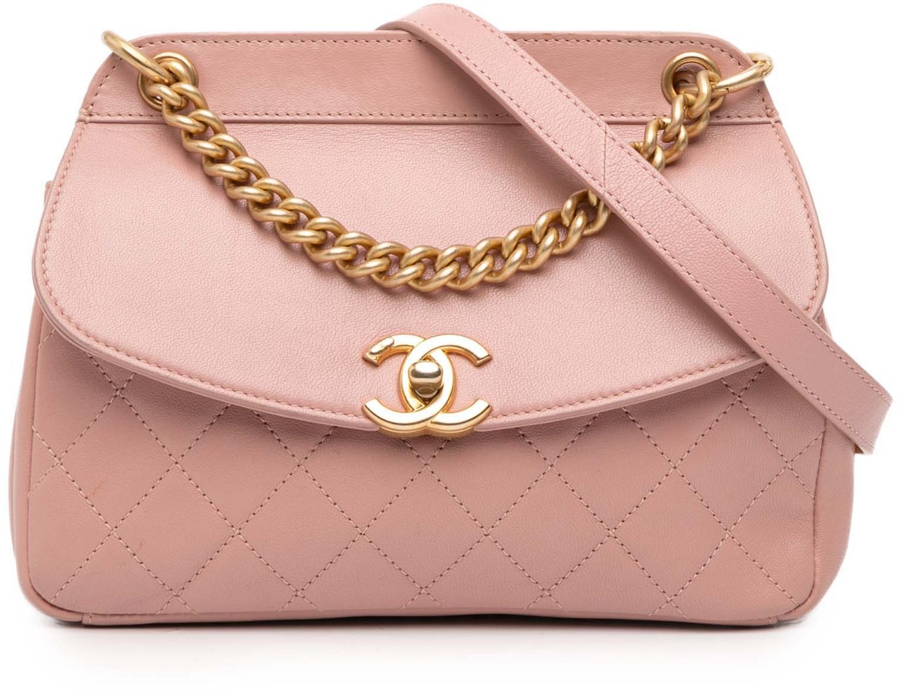 Chanel Quilted Lambskin Curved Flap Roze