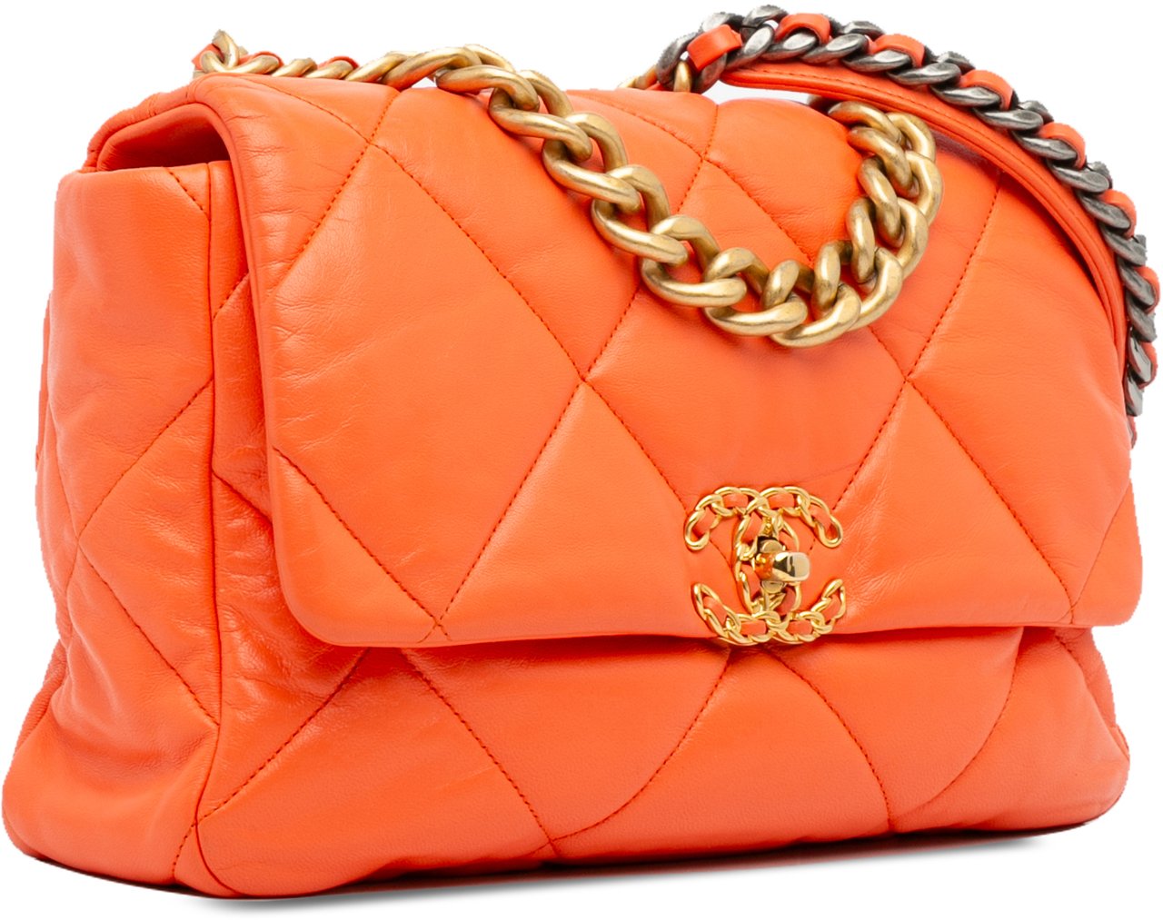 Chanel Large 19 Lambskin Flap Oranje