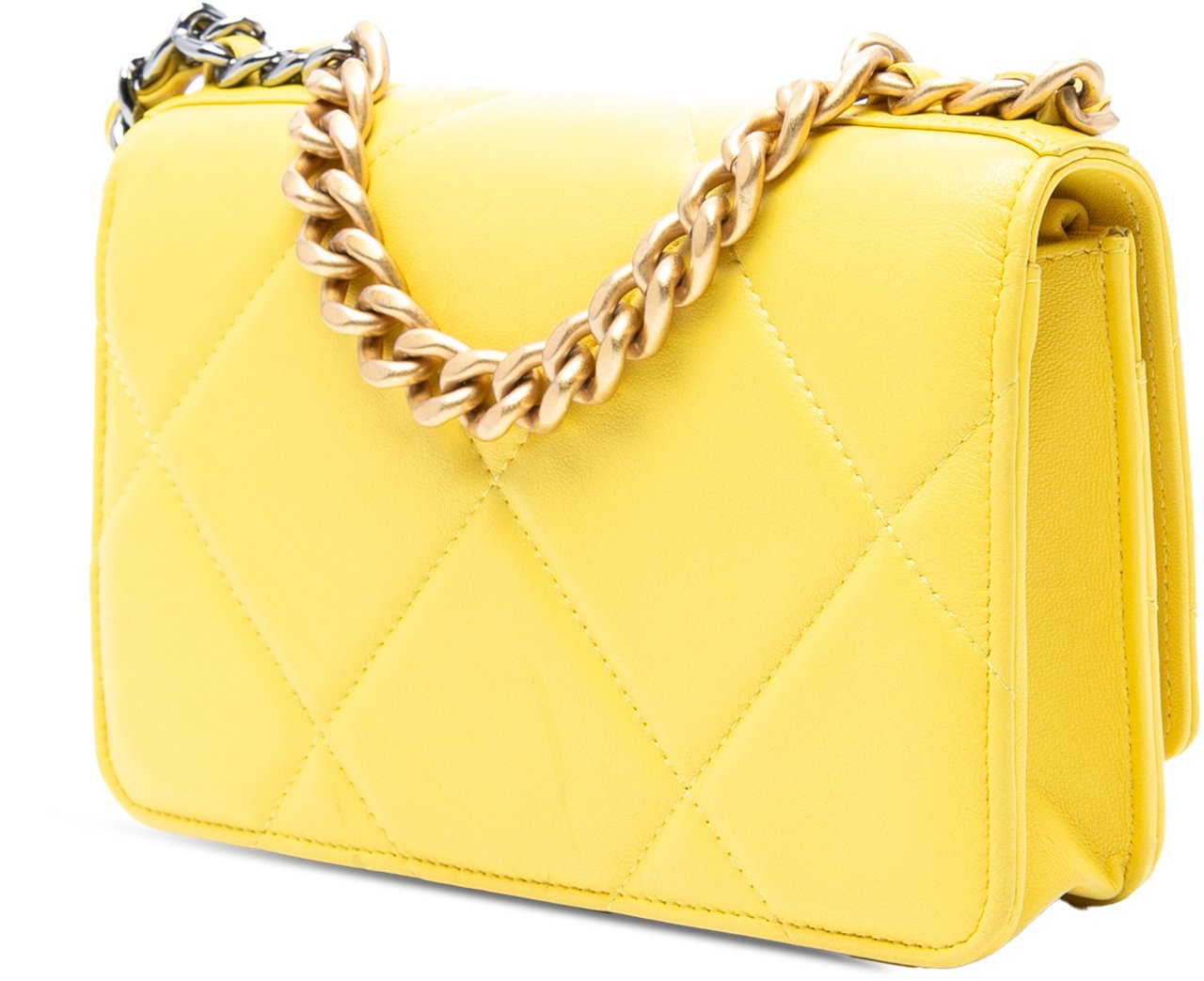 Chanel Quilted Lambskin 19 Wallet on Chain Geel