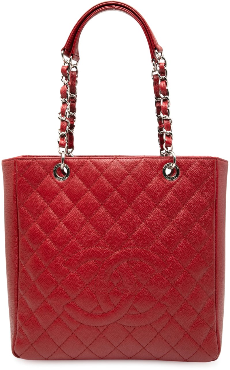 Chanel Caviar Vertical Grand Shopping Tote Rood