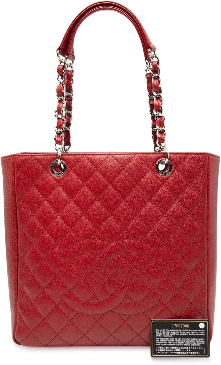 Chanel Caviar Vertical Grand Shopping Tote Rood
