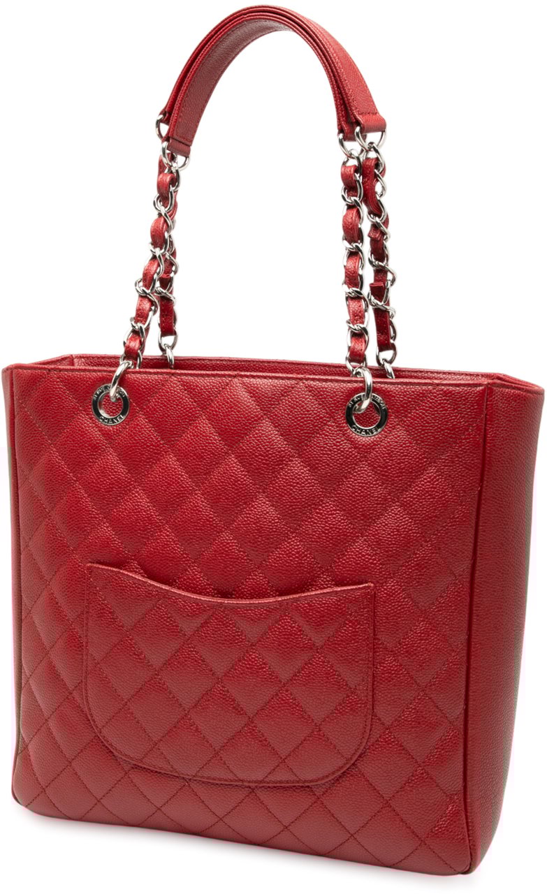 Chanel Caviar Vertical Grand Shopping Tote Rood