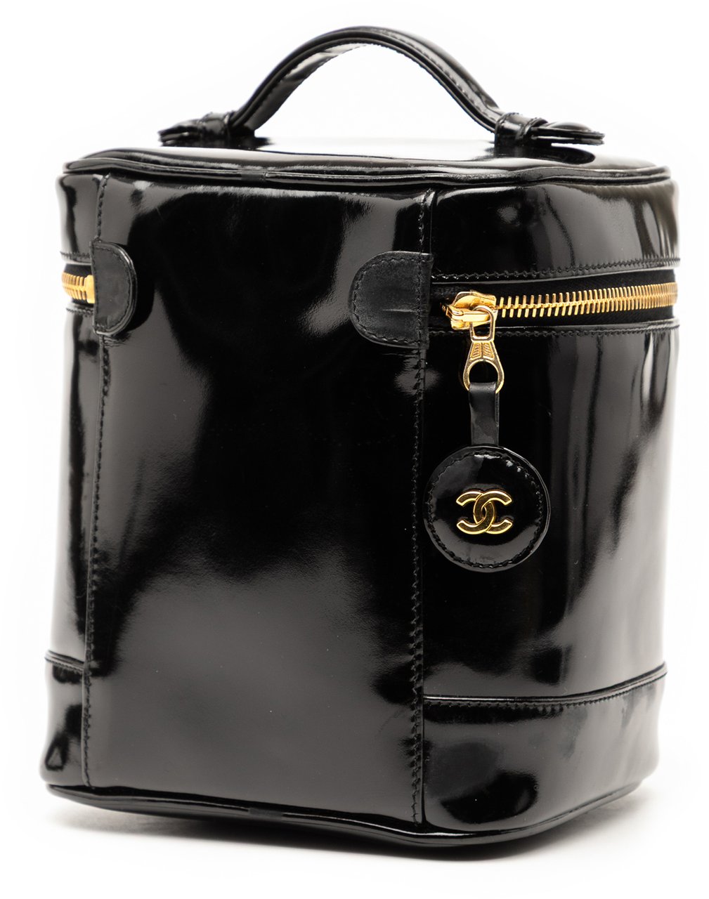 Chanel CC Patent Vanity Bag Zwart