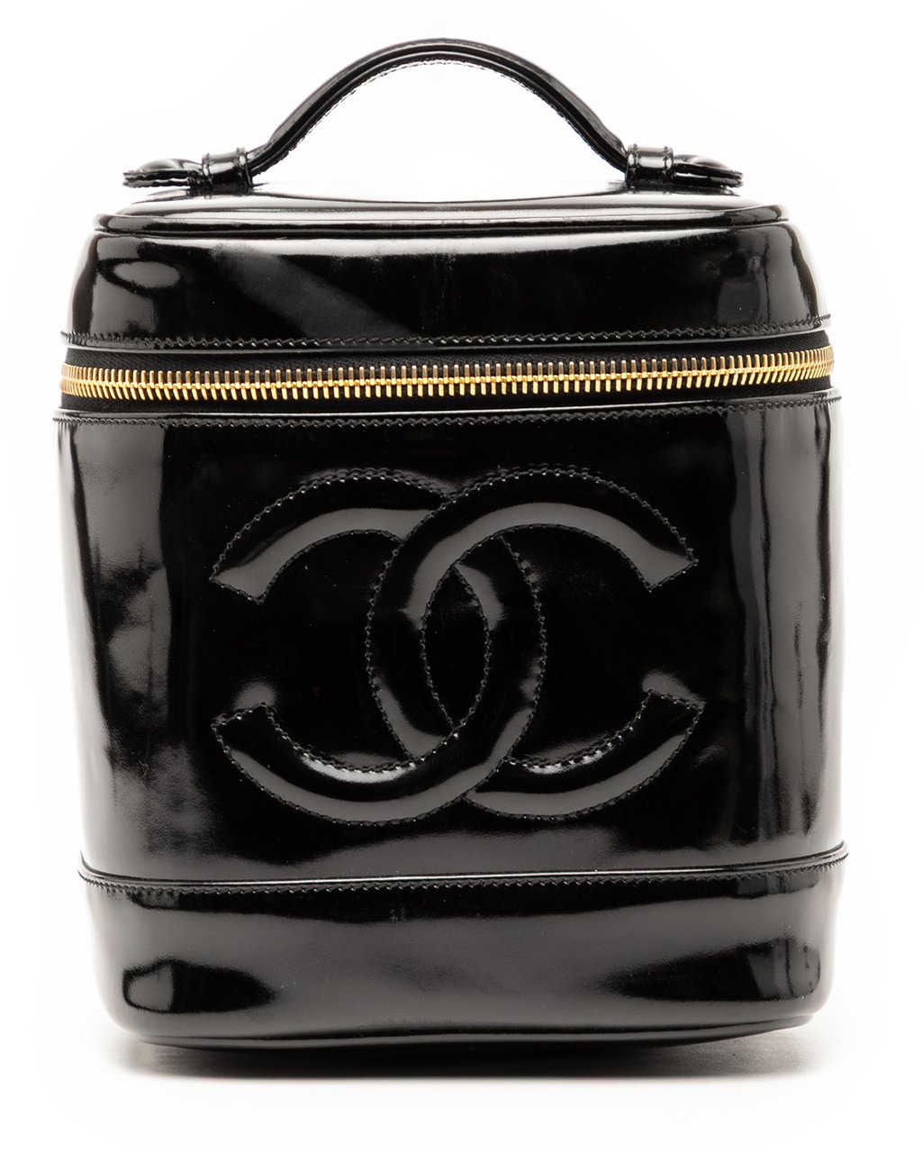Chanel CC Patent Vanity Bag Zwart