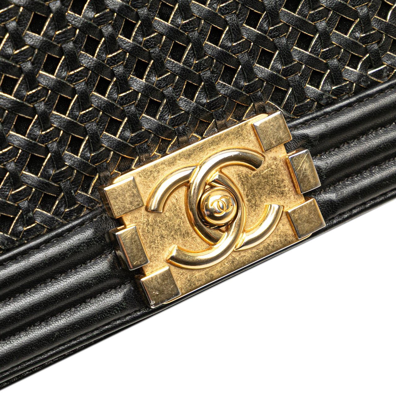 Chanel Small Braided Sheepskin Boy Flap Zwart
