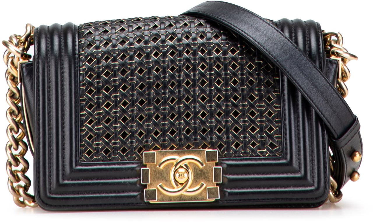 Chanel Small Braided Sheepskin Boy Flap Zwart