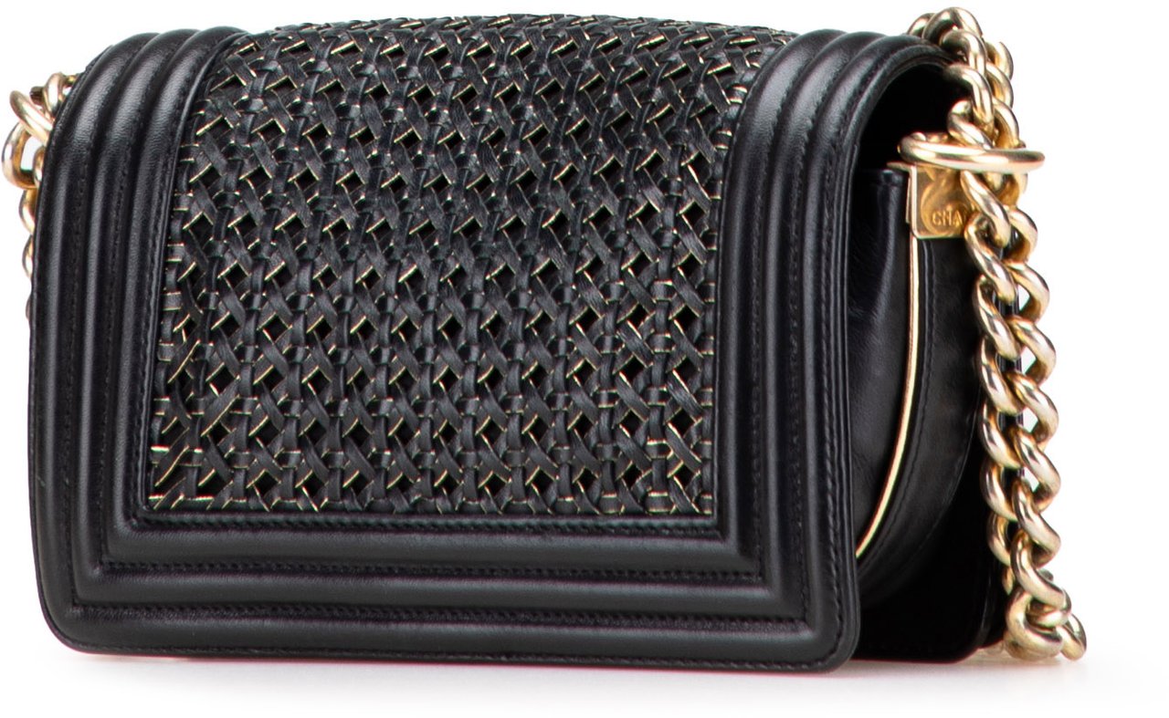 Chanel Small Braided Sheepskin Boy Flap Zwart