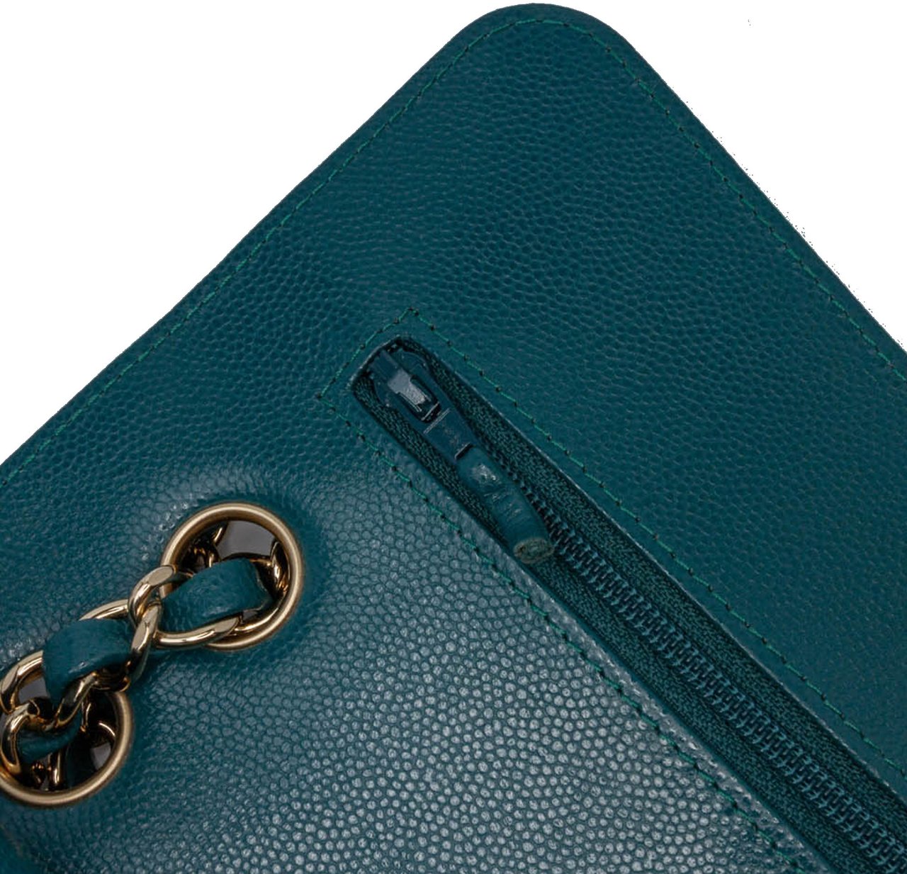 Chanel Small Classic Chevron Caviar Double Flap Blauw