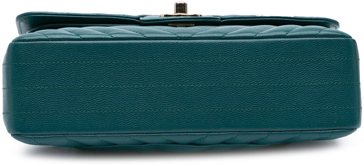 Chanel Small Classic Chevron Caviar Double Flap Blauw
