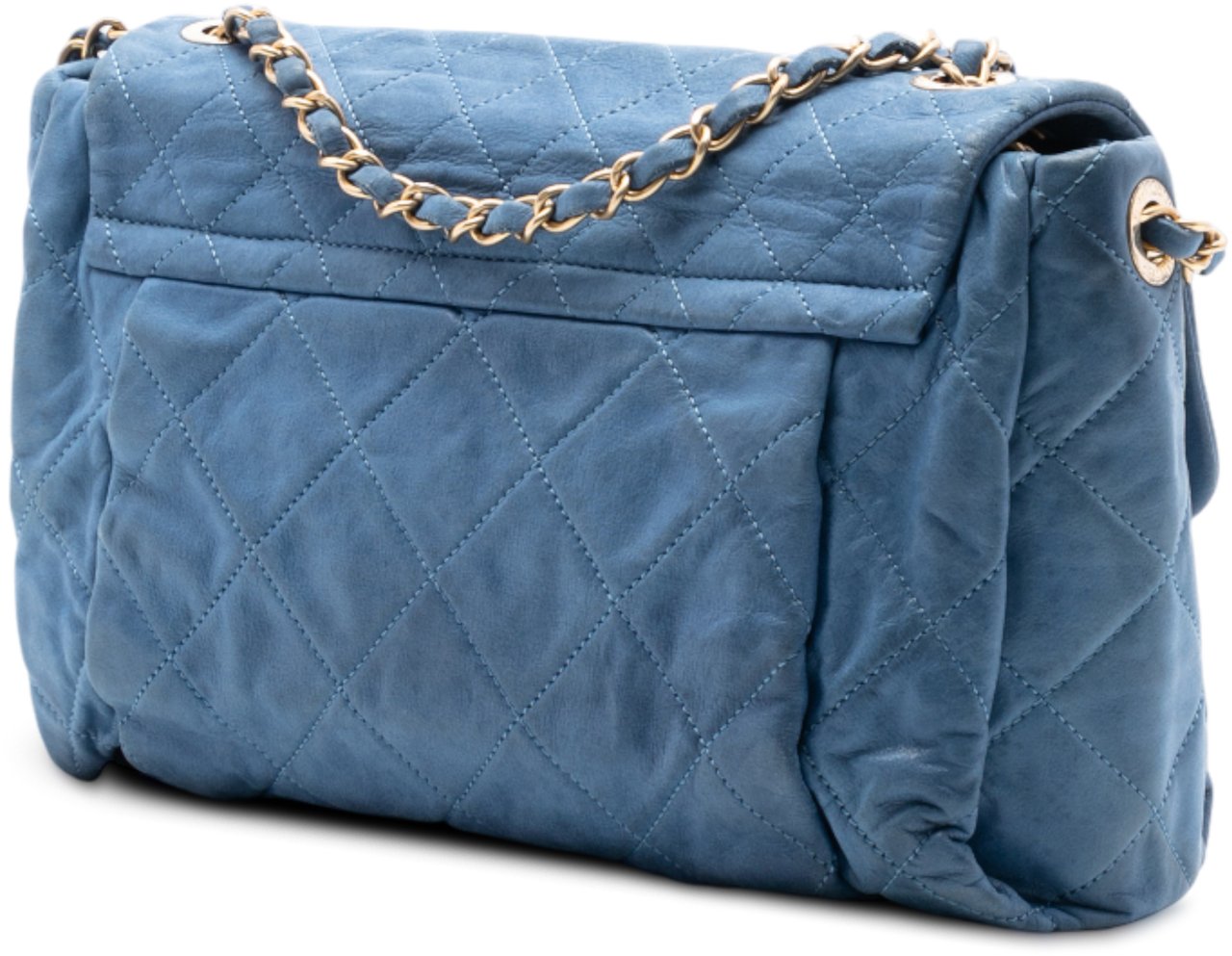 Chanel Large Quilted Iridescent Calfskin Chic Quilt Flap Blauw
