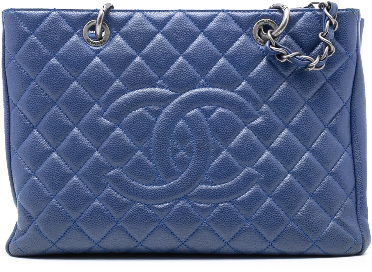 Chanel Caviar Grand Shopping Tote Blauw