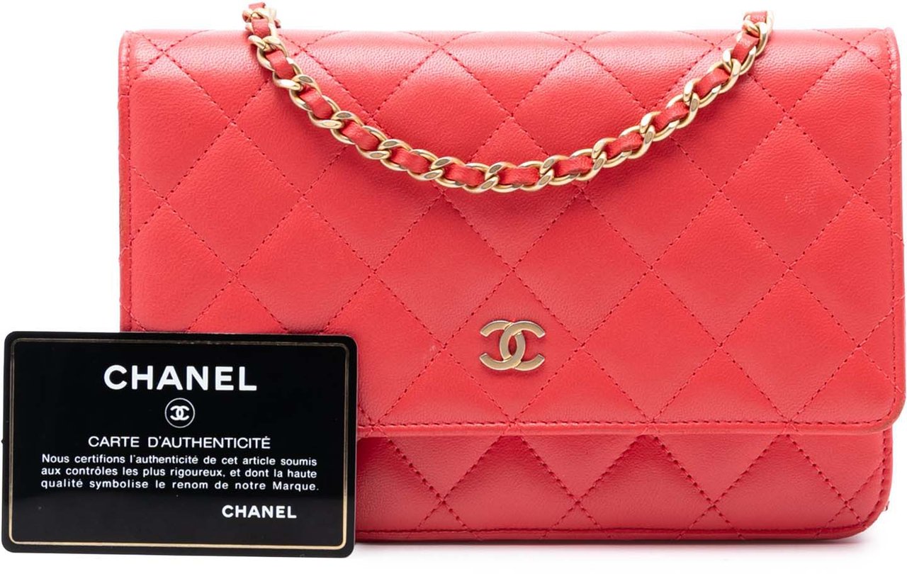 Chanel CC Quilted Lambskin Wallet on Chain Rood